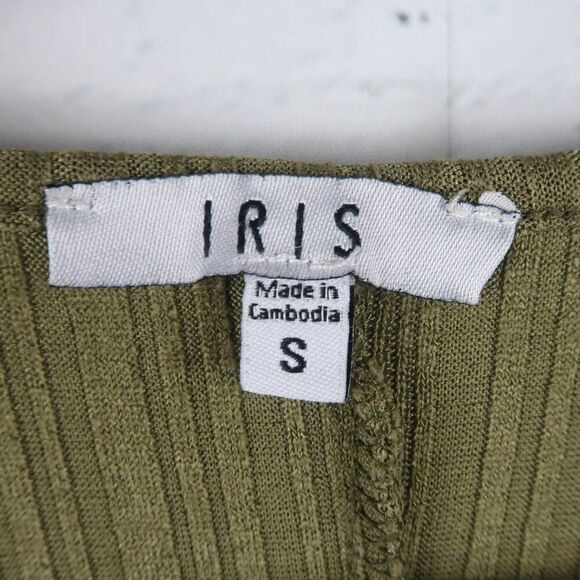 IRIS OLIVE GREEN SLEEVELESS ROUND NECK RIBBED STRETCHY MAXI DRESS SIZE SMALL - Picture 2 of 7